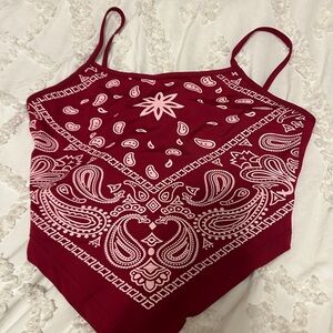 Women's Red Bandana Print Top
